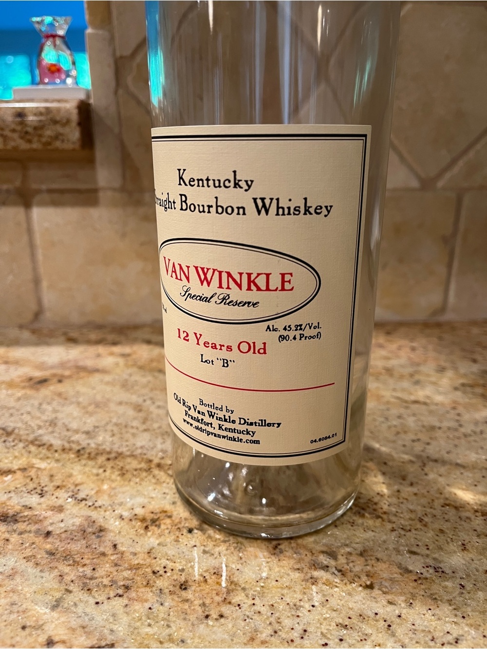 Pappy Van Winkle 12 Years Old Decorative Bourbon Bottle - Cream Label